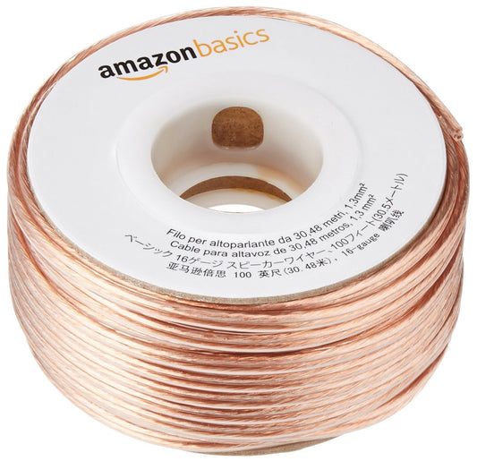 Amazon Basics 16-Gauge Speaker Wire Cable, Polarity Marked, 100 ft, Bronze