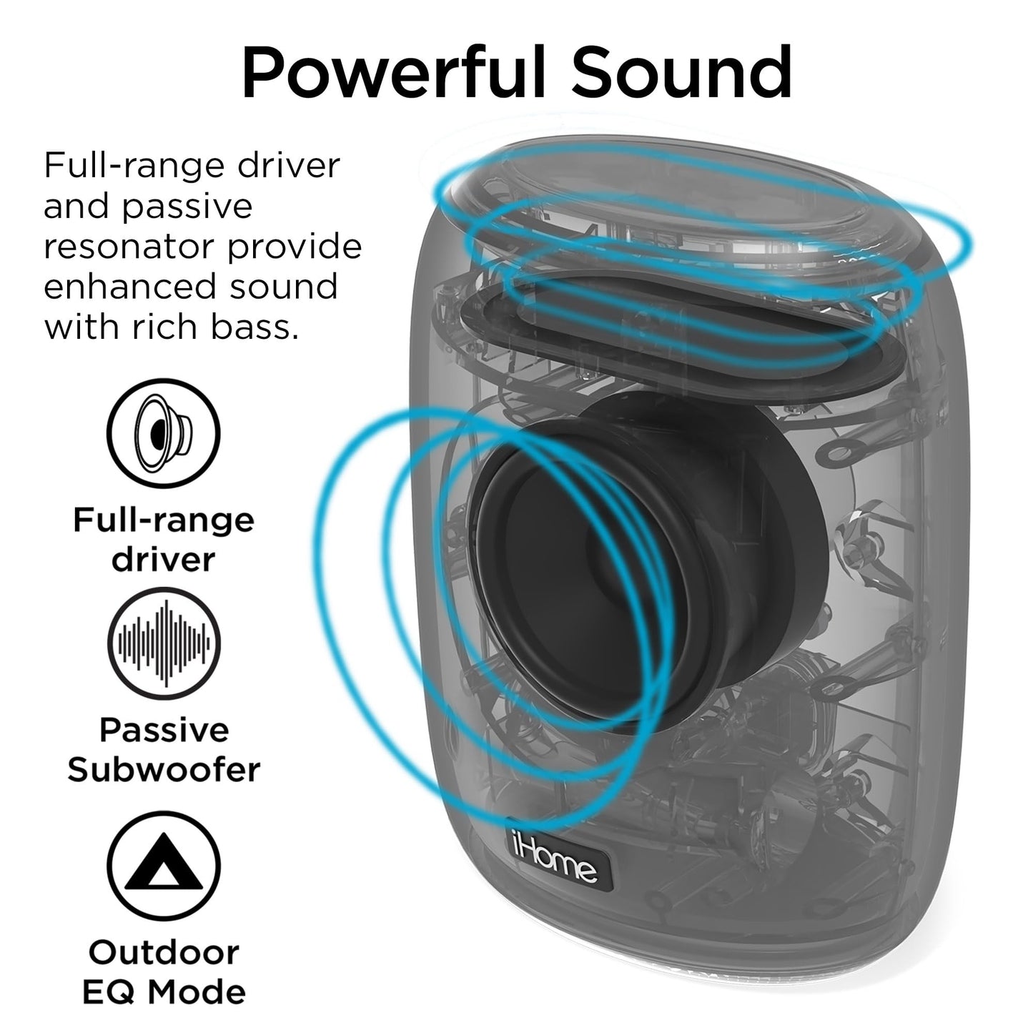 iHome Waterproof Bluetooth Speaker with Long Lasting Rechargeable Battery, Portable Speaker for Indoor and Outdoor Use (iBT700)