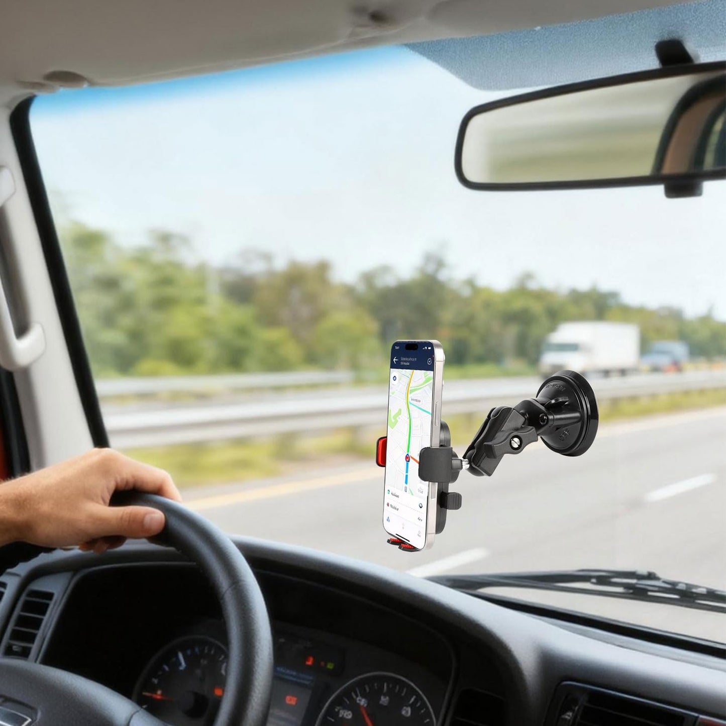 xik 1" Ball Suction Cup Base Mount with 2.36" Double Socket Arm for Phone Tablet Action Cam Mount, 3.5" Large Suction Cup Base for Windshield, Fits