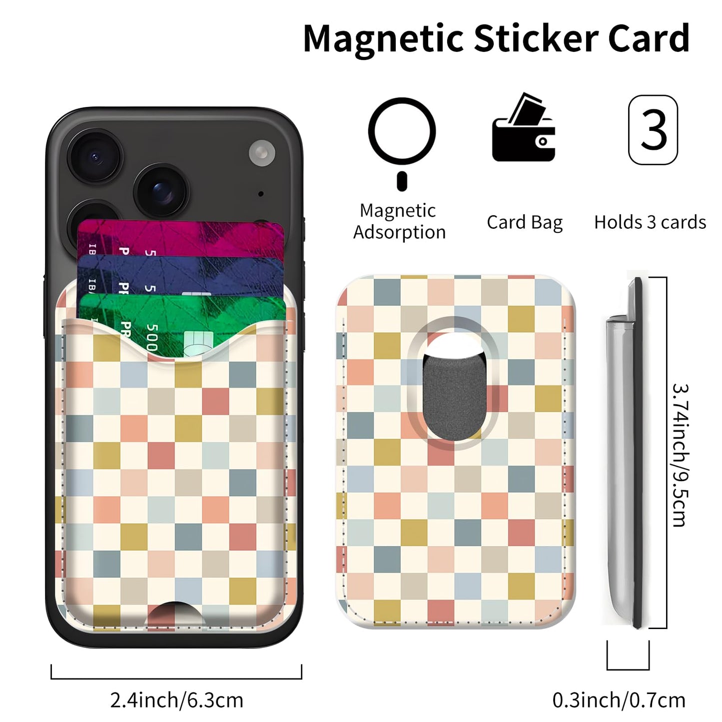 FGHFGO Compatible with Magsafe Wallet Magnetic Phone Card Holder for Phone Case, Cute Leather Stronger Magnetic RFID Phone Wallet for Women Men