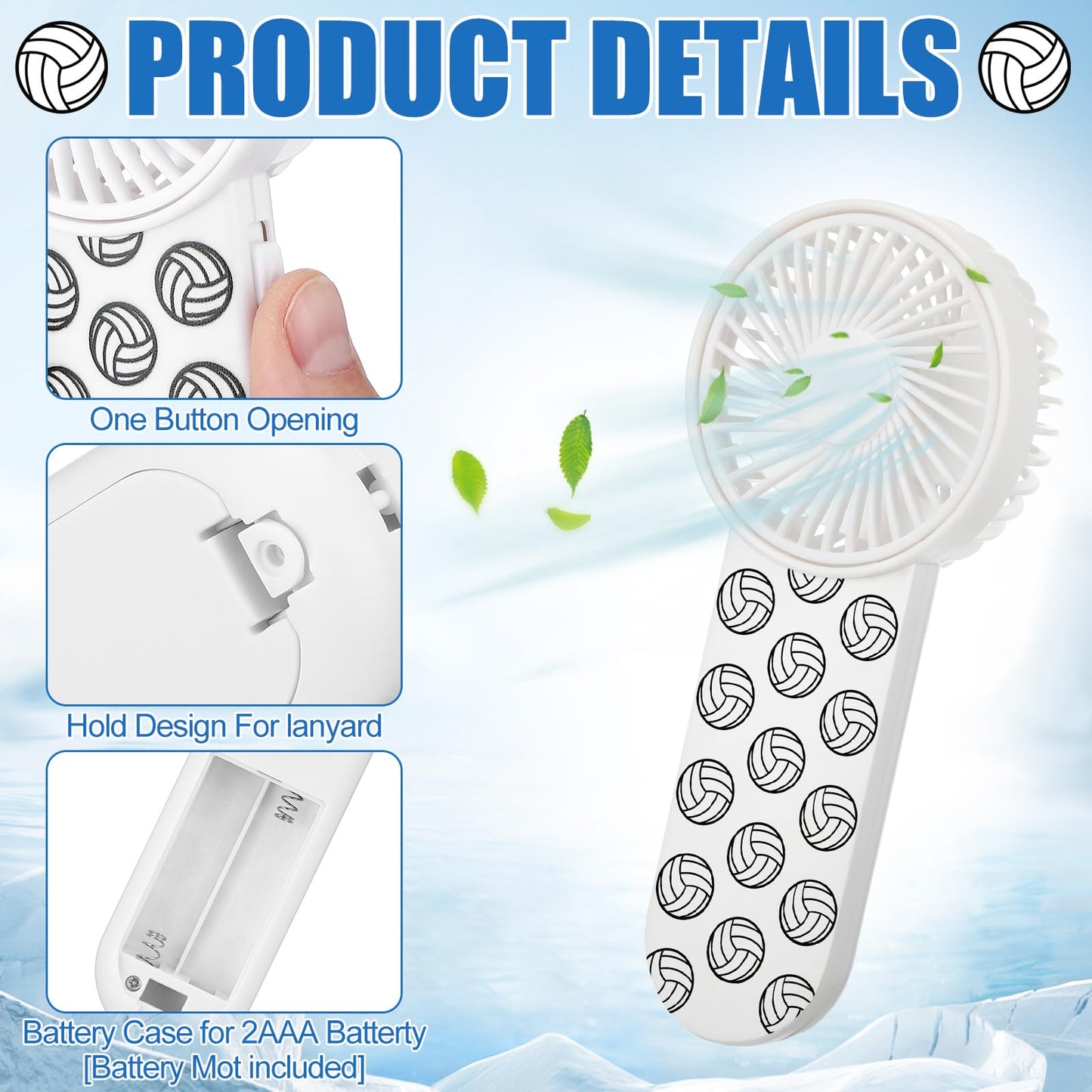 WILLBOND 12 Pcs Tennis Mini Handheld Fan Bulk with Lanyard