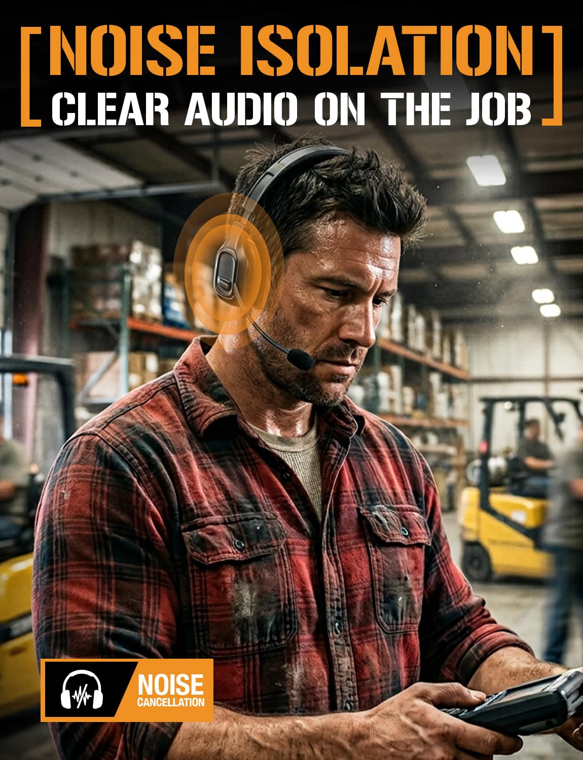 ToughTested PROCOMM 724 Wireless Bluetooth Headset with Noise Cancelling Mic - 40Hr Talk Time, 60Hr Music, HD Sound, Dual Device Pair - Pro Trucker