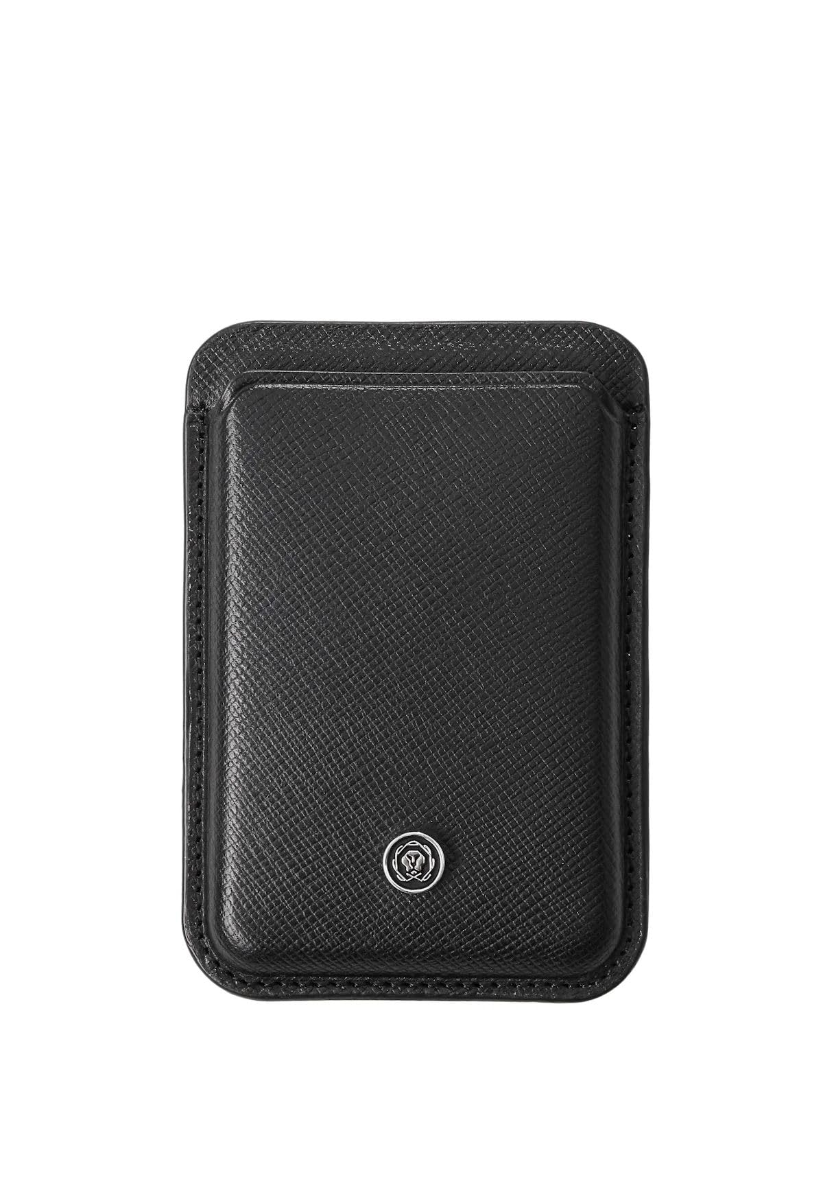 Cross Magnetic Phone Wallet, Cell Phone Card Holder, RFID-Blocking, Genuine Saffiano Leather Wallet Attachment for Mobile - Black