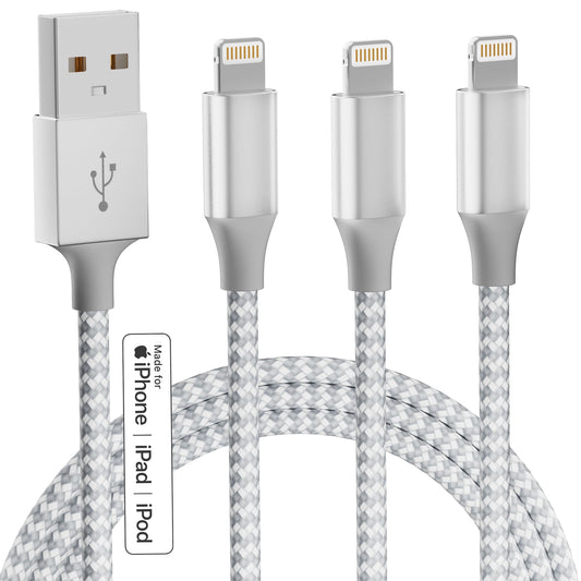 iPhone Charger 3pack 10FT Apple MFi Certified Long Lightning Cable Fast Charging Nylon Braided USB Charging Cable High Speed Transfer Cord for iPhone…