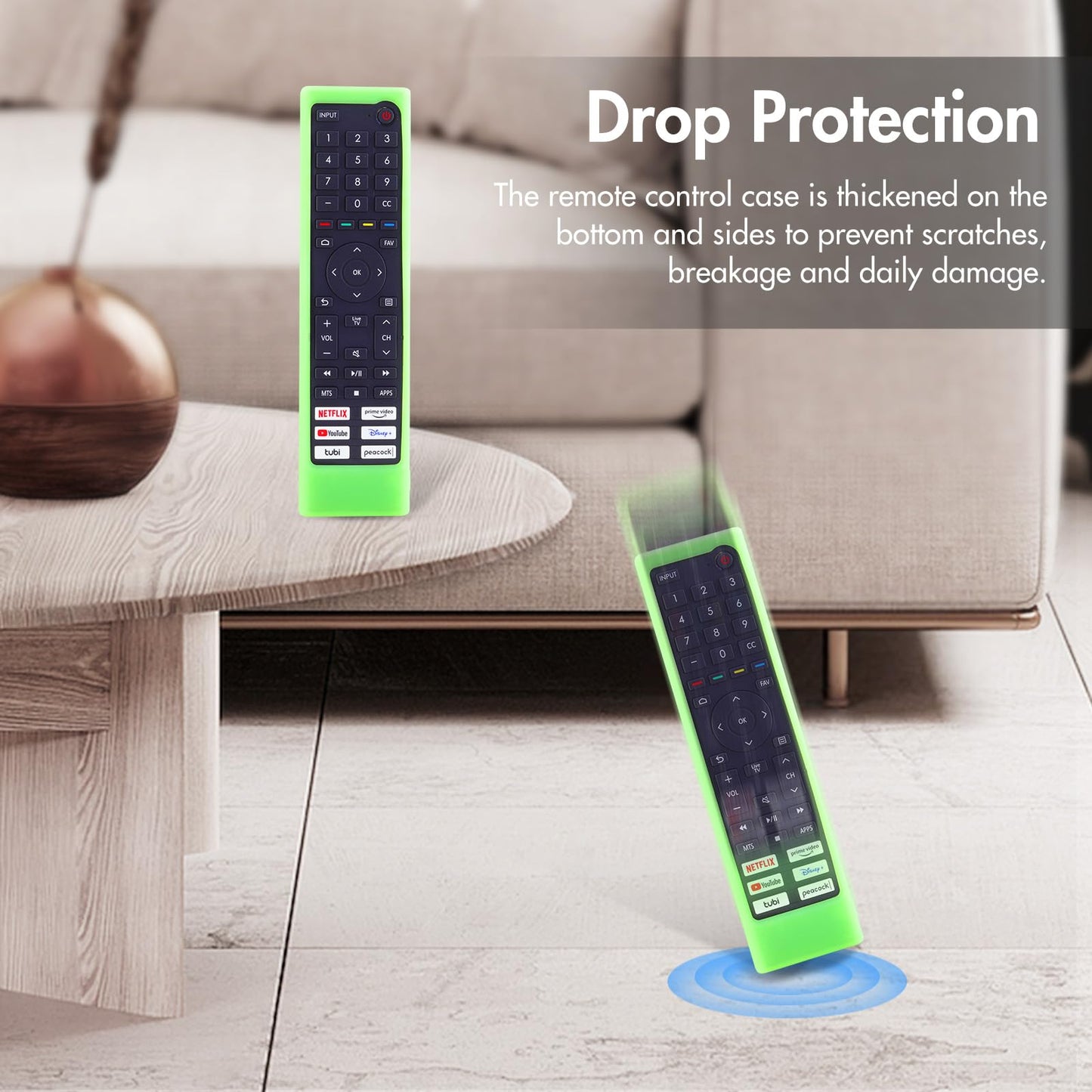 LEFXMOPHY ERF3J80H Case for Hisense ERF3G80H ERF3F80H Remote Cover 4K UHD Android Smart TV Remote Shockproof Silicone Sleeve with Lanyard Glow Green