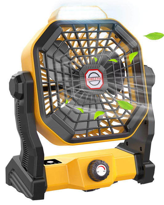 JINLICTE Portable Camping Fan, Rechargeable Battery Powered Tent Fans for Camp Hanging, [8-36Hrs Runtime], 9 Inch, Stepless Speed, Powerful&Quiet,