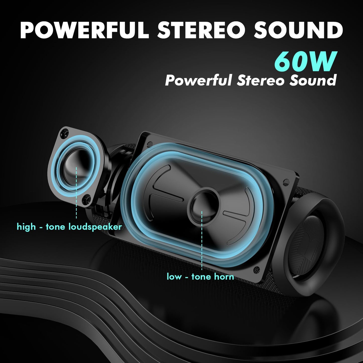 Monster Bluetooth Speaker, Wireless Portable Outdoor Bluetooth Speakers, 60W True Wireless Stereo IPX8 Waterproof, Dual PairingBluetooth 5.4 Built-in