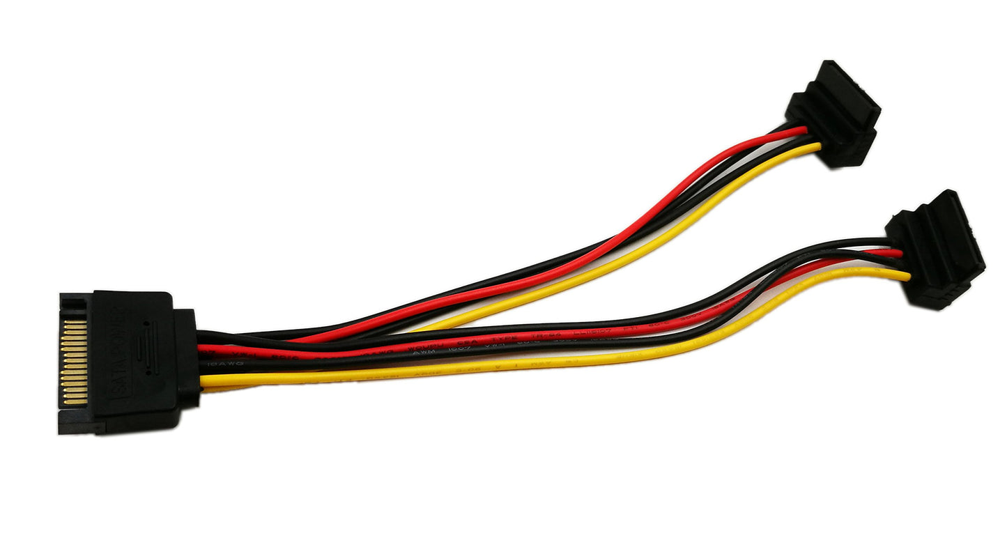 zdyCGTime 90 Degree SATA 1 to 2 Y Splitter, 15Pin Male to 2 Female Interface Extension Cable with Latch Power