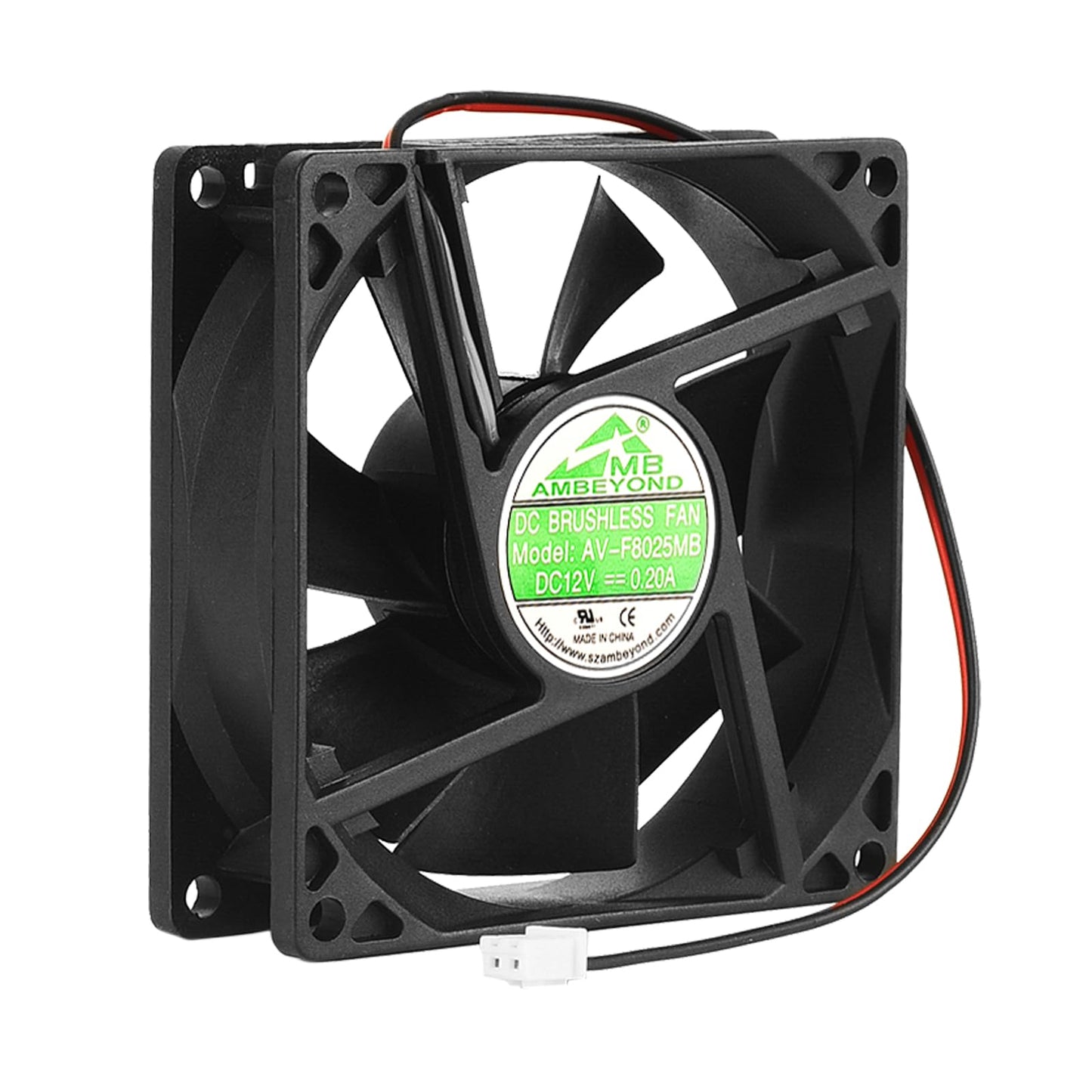 Security-01 80mm by 80mm by 25mm 8025 12V DC 0.20A Dual Ball Bearing Brushless Cooling Fan 2pin AV-F8025MB UL CE
