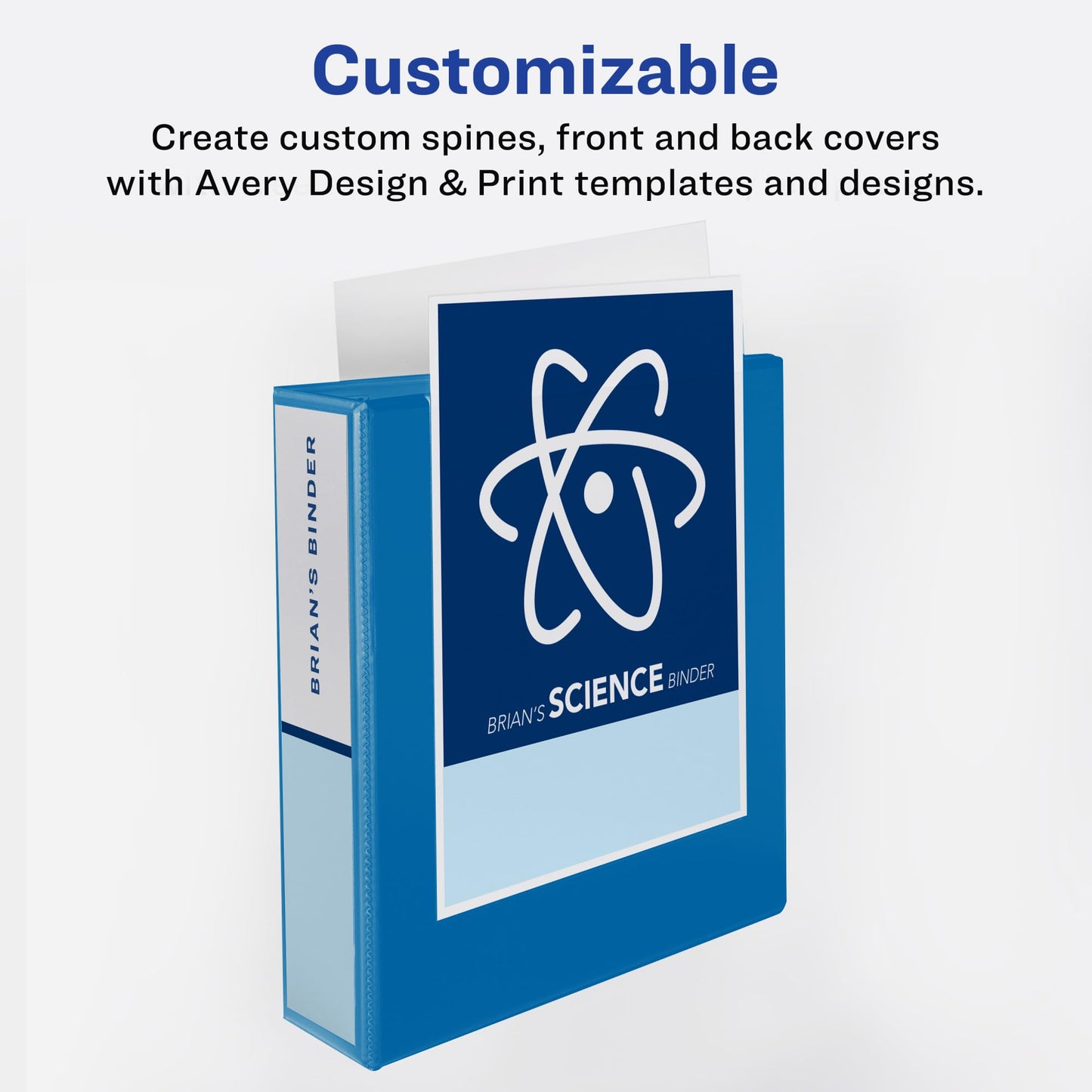 Avery® Heavy-Duty View 3 Ring Binder, 1.5" One Touch Slant Rings, Holds 8.5" x 11" Paper, 1 Light Blue Binder (05401)