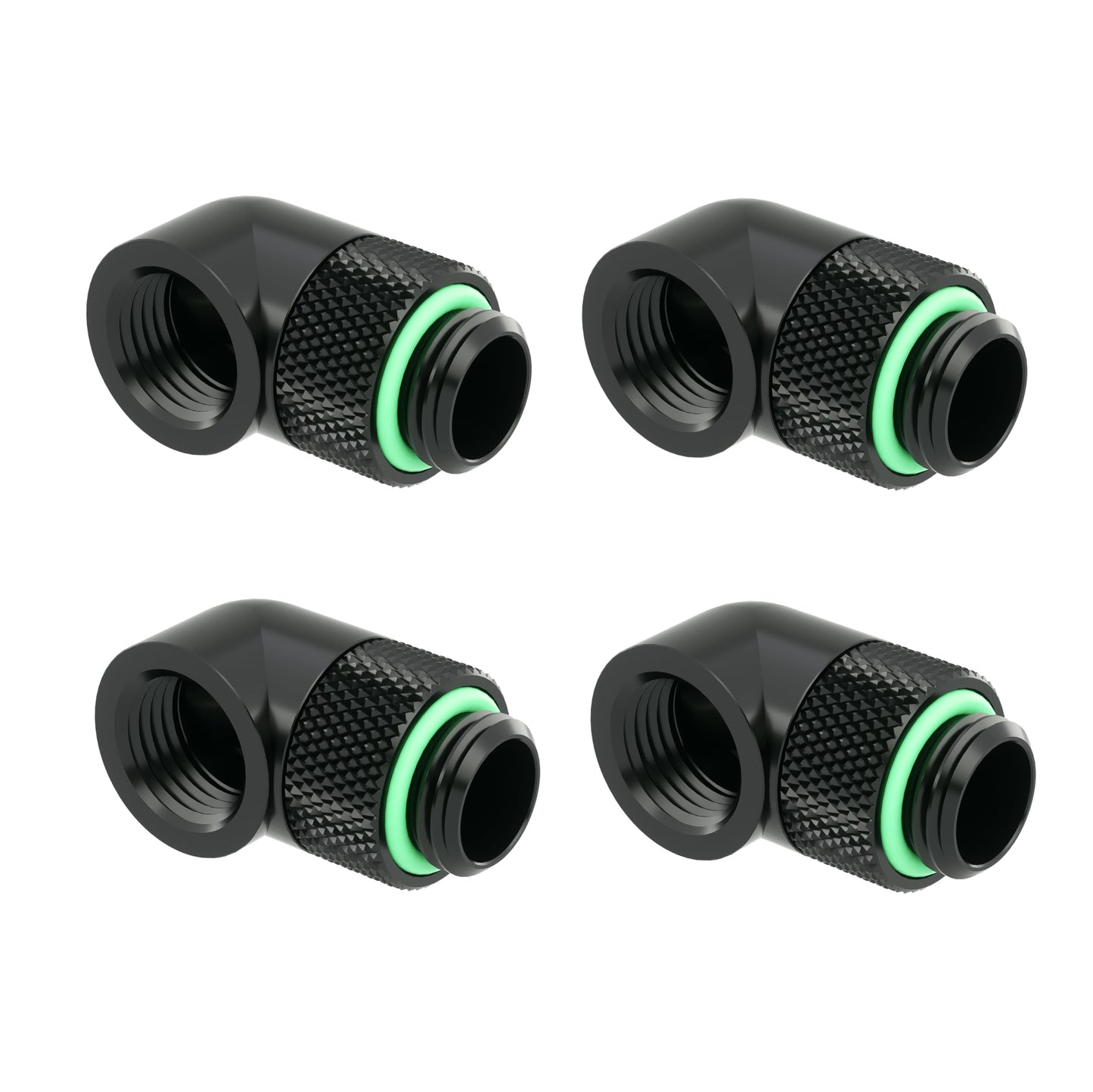 Barrow G1/4" Male to Female Extender Fitting, 90 Degree Rotary, Black, 4-pack