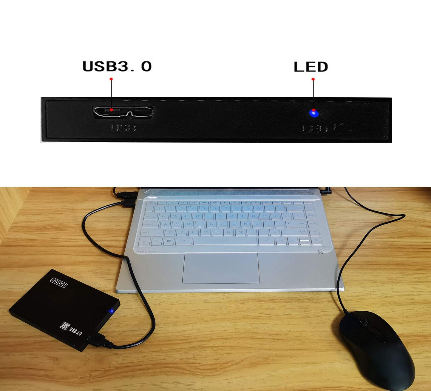 HWAYO 2.5'' 1TB Ultra Slim Portable External Hard Drive USB3.0 HDD Storage for PC/Desktop/Laptop/MacBook/Chromebook/Xbox One (Black)