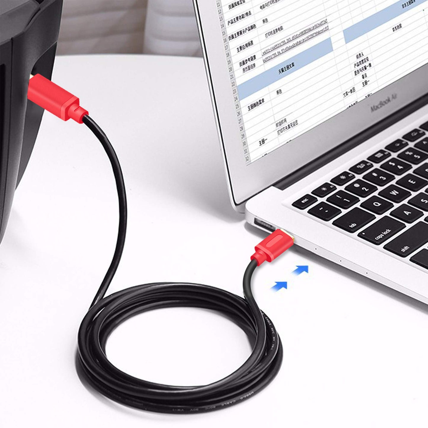 Tan QY Printer Cable 12Ft, USB 2.0 High Speed Gold-Plated Connectors Printer Scanner Cable Cord A Male to B Male for HP, Canon, Lexmark, Dell, Xerox