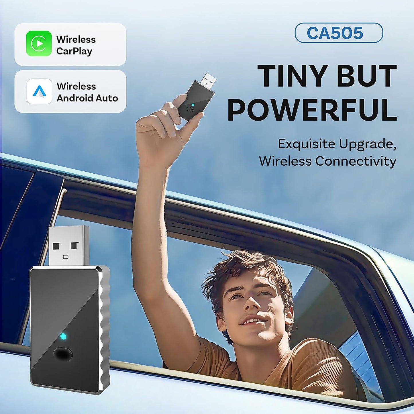 Wireless Carplay Adapter - Android Auto Wireless Adapter US, Conversion from Wired to Wireless with USB to USB C adapter, Plug and Play Bluetooth Car