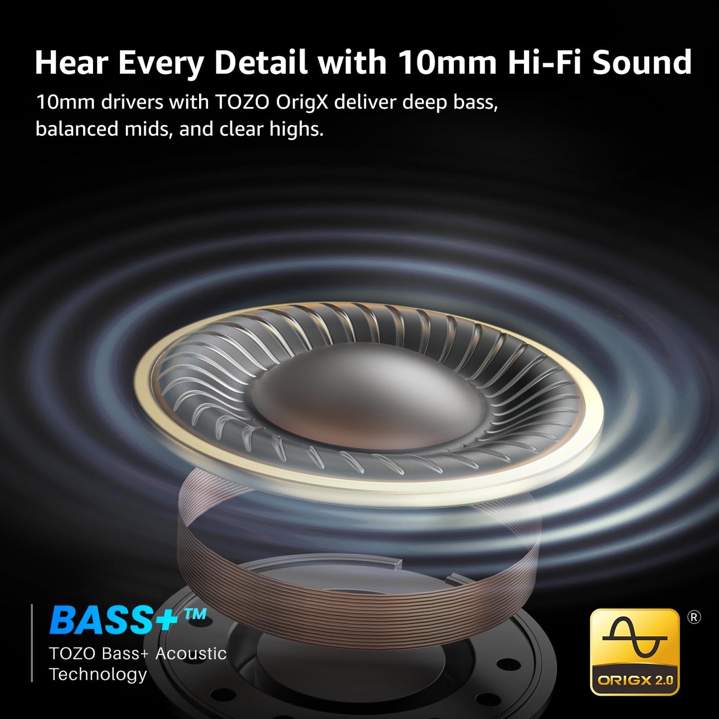 TOZO Crystal Pods Hybrid Active Noise Cancelling Wireless Earbuds
