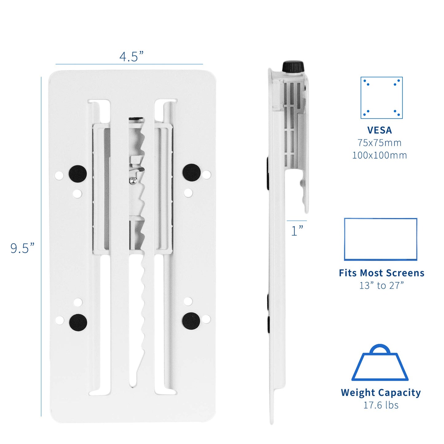 VIVO Height Adjustable VESA Adapter for Single 13 to 27 inch Monitor, Accessory Bracket Kit for Individual Screen, White, STAND-VAD3W
