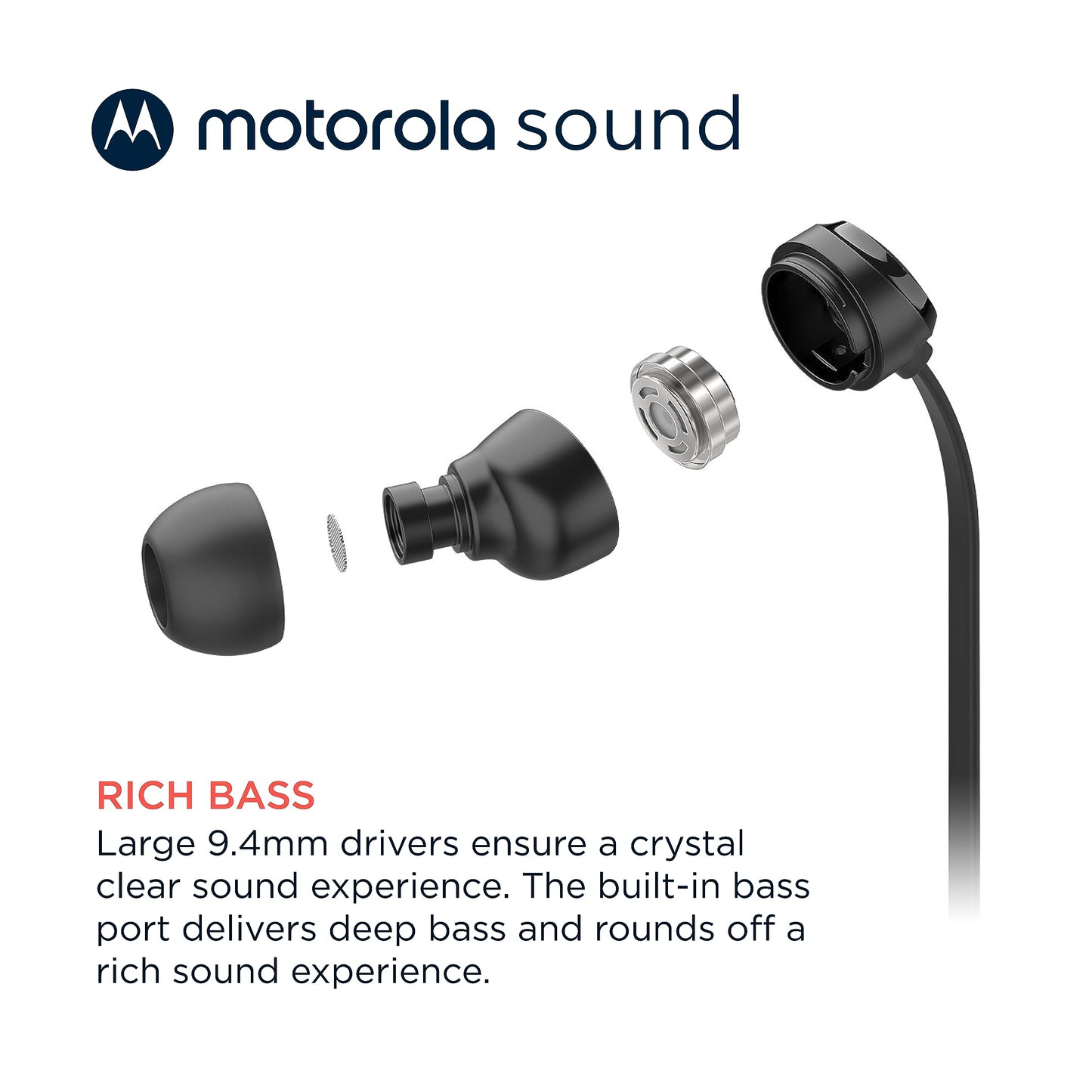 Motorola Sound 3C-S Wired Earbuds with Microphone - Lightweight Silicone Corded Earbuds with Non-Tangle Flat Cable, USB-C Cord, Clear Bass Sound…
