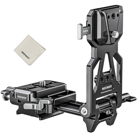 NEEWER PS015 PRO V Mount Battery Plate with Arca Type Quick Release Plate & Cleaning Cloth, Foldable V Lock Mounting Adapter for NEEWER PS099E
