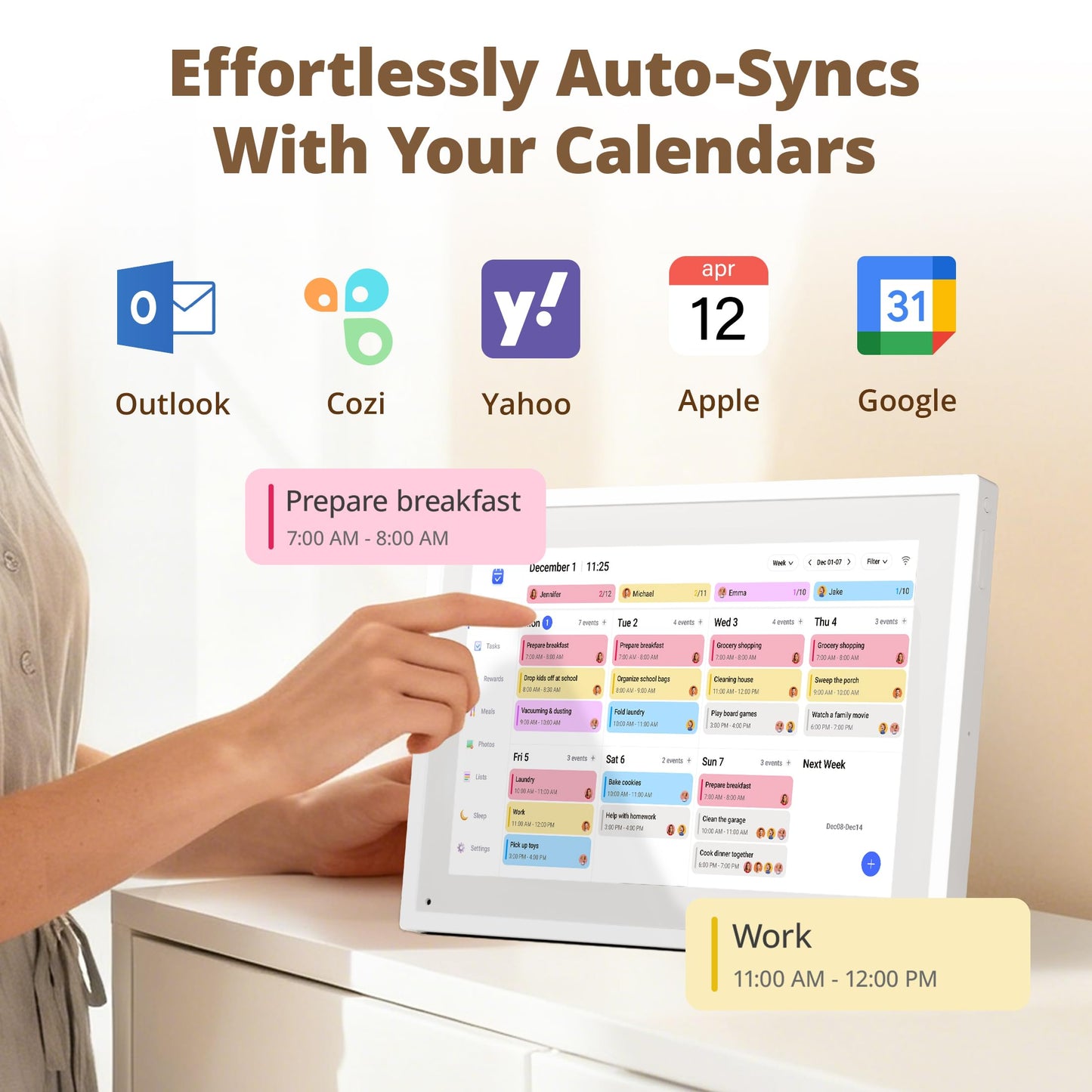 Dragon Touch 10.1 inch Digital Calendar Chore Chart - Interactive Touchscreen, Smart Family Planner, Hearth Display Desk Digital Calendar Best Gifts