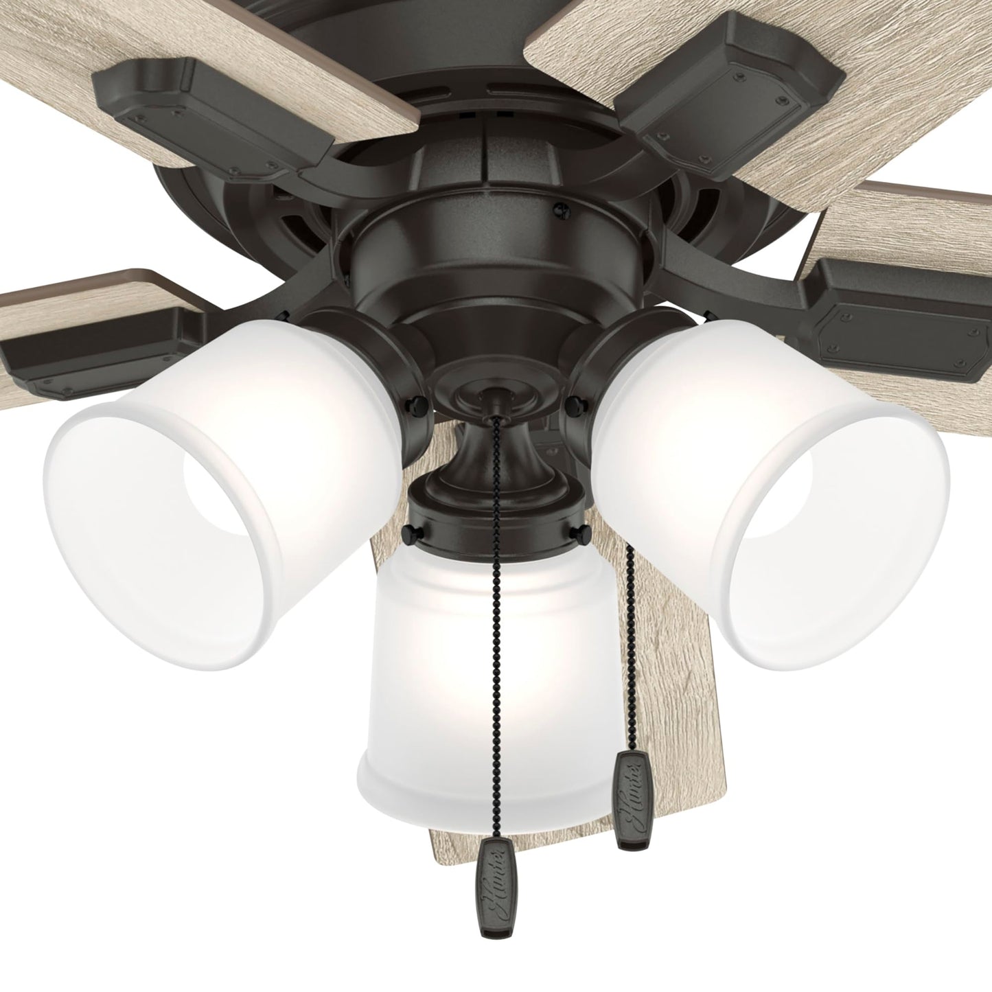 Hunter Fan 44 inch Traditional Noble Bronze Finish Indoor Ceiling Fan with LED Light Kit and Pull Chain (Renewed)