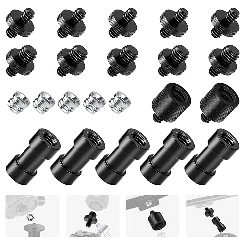 NEEWER Camera Screw Adapter, 22 Pieces 1/4” to 1/4” and 1/4” to 3/8” Tripod Mount Screw Adapter Converter Set for Camera Mount, Monopod, Ball Head