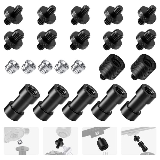 NEEWER Camera Screw Adapter, 22 Pieces 1/4” to 1/4” and 1/4” to 3/8” Tripod Mount Screw Adapter Converter Set for Camera Mount, Monopod, Ball Head