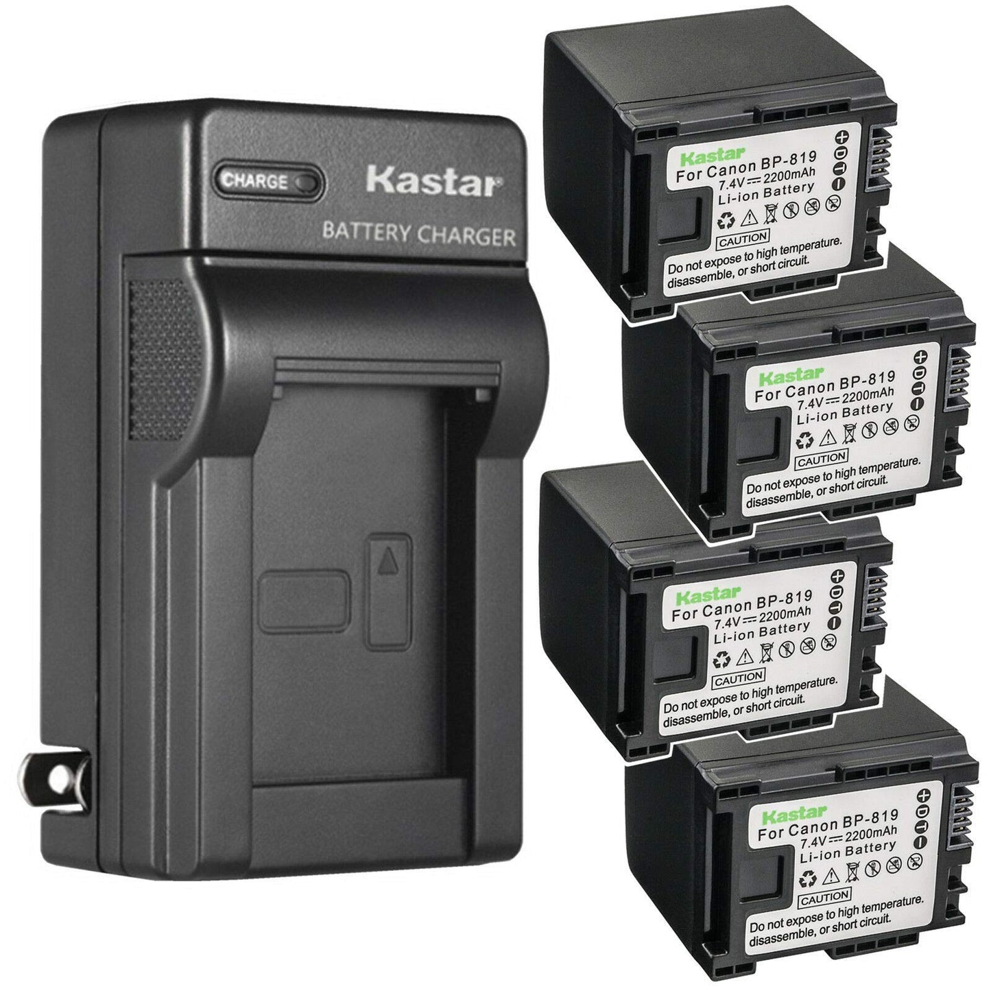 Kastar 4-Pack Battery and AC Wall Charger Replacement for Canon VIXIA HF S100 HFS100, VIXIA HF S200 HFS200, VIXIA HF10, VIXIA HF11, VIXIA HF20, VIXIA