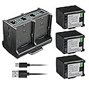 Kastar 3-Pack Battery and Quadruple Charger Compatible with Canon BP-820 BP820, BP-828 BP828 Battery, CG-800 CG800 Charger, Canon XA60, Canon XA65