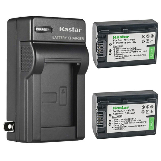 Kastar 2-Pack Battery and AC Wall Charger Replacement for Sony FDR-AX43, FDR-AX53, FDR-AXP55, HDR-CX110, HDR-CX115, HDR-CX116, HDR-CX130, HDR-CX150