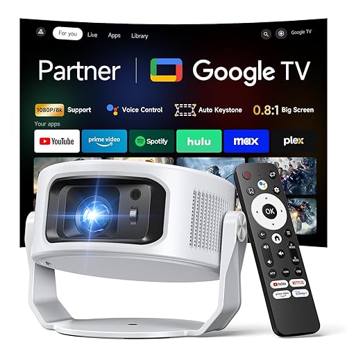 Philoent?Google TV Included?Smart Mini Projector, Ultra Short Throw for Big Screen in Small Room, Auto Keystone Portable Proyector with WiFi