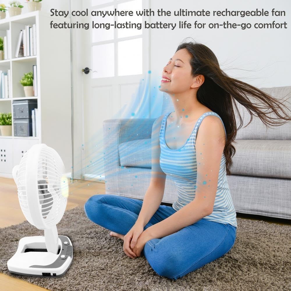 Technical Pro Adventure Series Rechargeable Desk/Wall Fan w LED Work Lamp