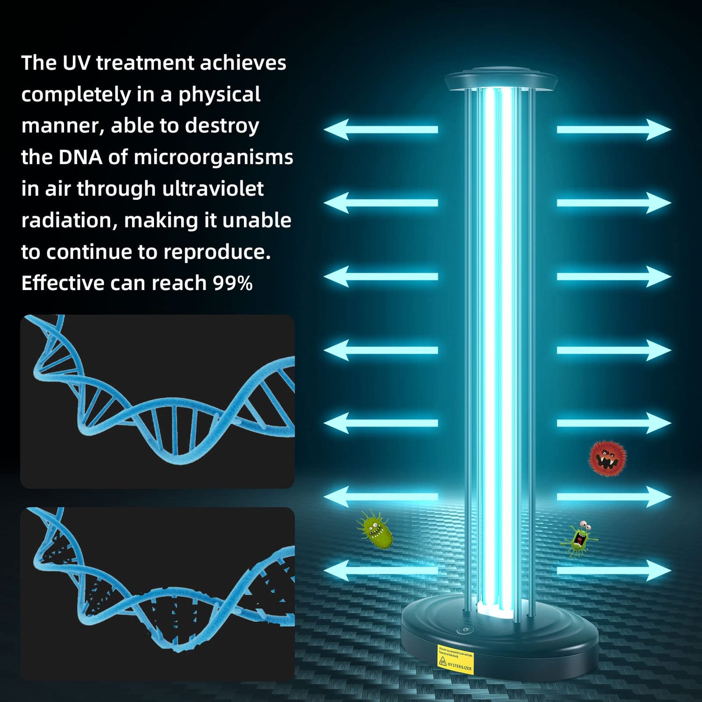 JTAPURE 100W Ozone-Free UV Light with Remote & 3 Timer Settings