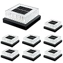 Hiromeco 4x4 Solar Post Cap Lights: 8 Pack Fence Post Lights Outdoor 3000K with Clear Lampshade, IP65 Waterproof 10-12H Lasting and Easy Install