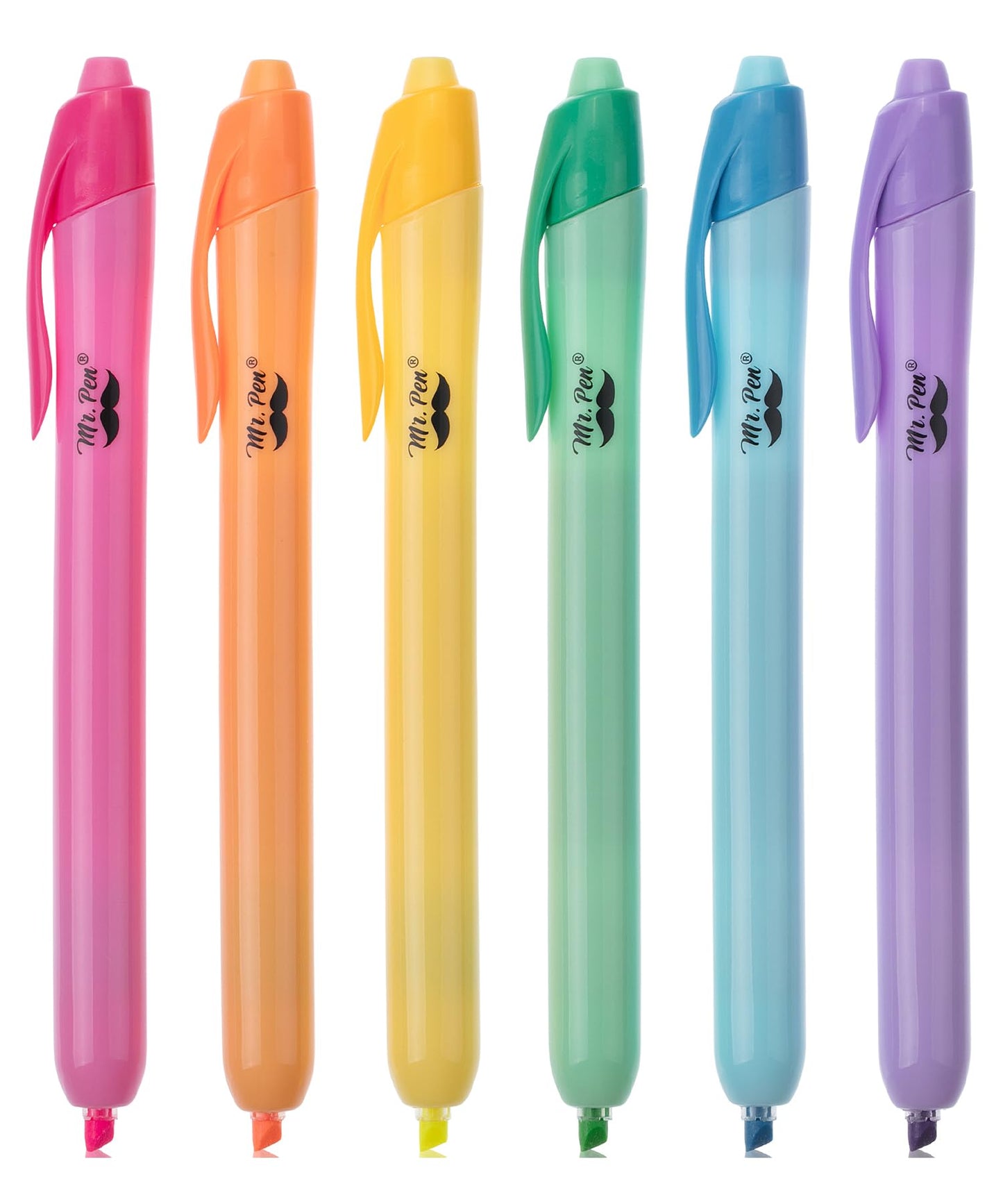 Mr. Pen- Retractable Highlighters, 6 Pack, Bright Colors