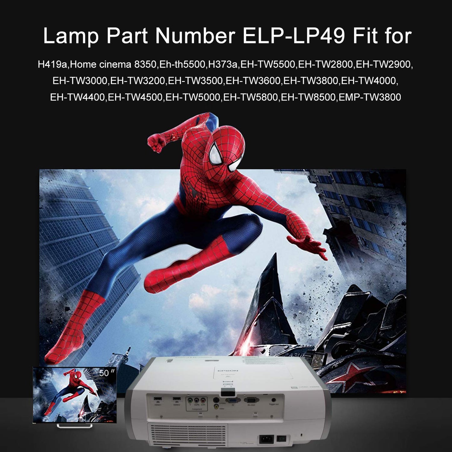 Molgoc V13H010L49 Replacement Lamp for Projector,Compatible with EPSON ELPLP49,Home Cinema 8350,H373a,H419a Projector.