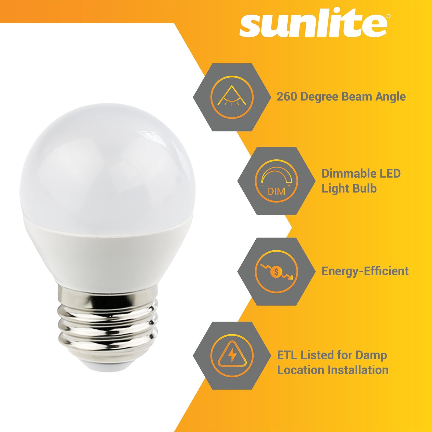 Sunlite G16 LED Dimmable Decorative Globe Vanity Light Bulbs, Frosted, 5W (40W Equiv.), 350 Lumens, Medium E26 Base, Mirror Lights for Bedroom