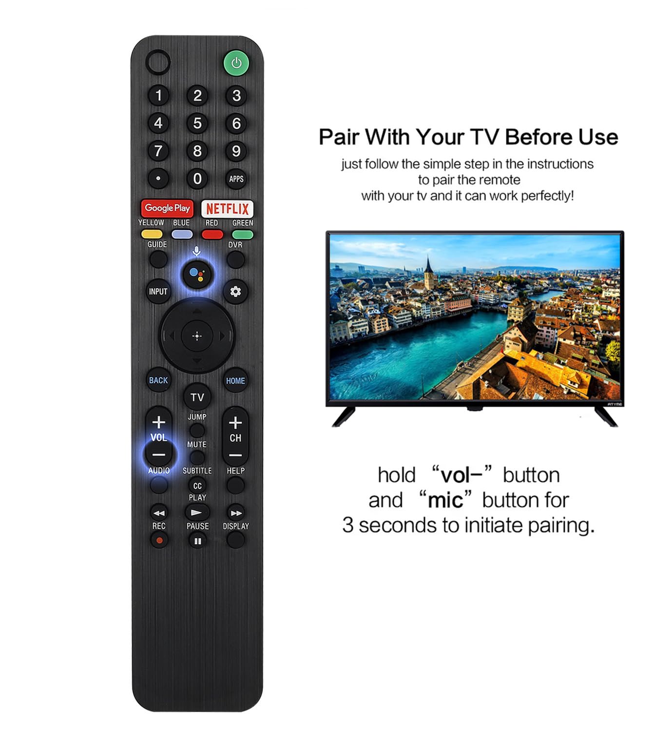 RMF-TX500U for Sony TV Remote, RMF-TX500U Voice Replacement Remote Control for Sony Smart TV for All Sony Bravia TVs XBR-49X950H XBR-65A8H KD-65X750H