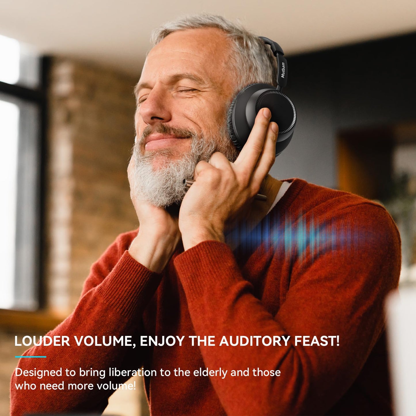 Mutbam Wireless Headphones for TV, TV Headphones Wireless for Seniors with Charging Dock, Ideal Gifts for Seniors, 65H Playtime Plug-Play, Assistive