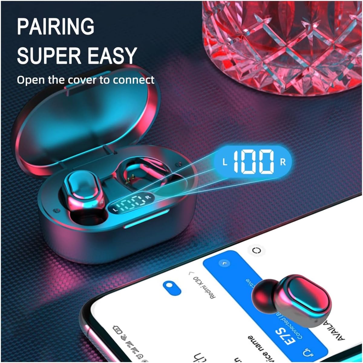 Wireless Earbuds, Bluetooth 5.3 Headphones HiFi Deep Bass with Mic ,120H Playtime LED Display ,IPX7 Waterproof Button Control True Wireless…