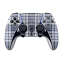 MightySkins Glossy Glitter Skin Compatible with PS5 DualSense Edge Controller - Blue Plaid | Protective, Durable High-Gloss Glitter Finish | Easy