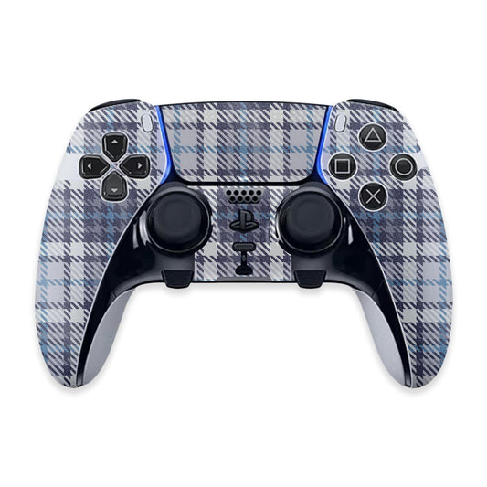 MightySkins Glossy Glitter Skin Compatible with PS5 DualSense Edge Controller - Blue Plaid | Protective, Durable High-Gloss Glitter Finish | Easy