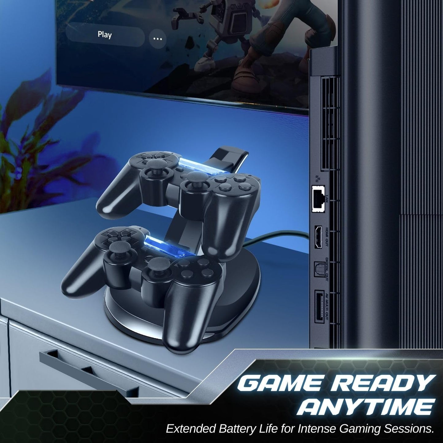TNP Compatible with PS3 Controller Charger Stand for Sony Playstation 3 Controller compatible with Dualshock 3 Charging, 2 Tier Docking Station Stand