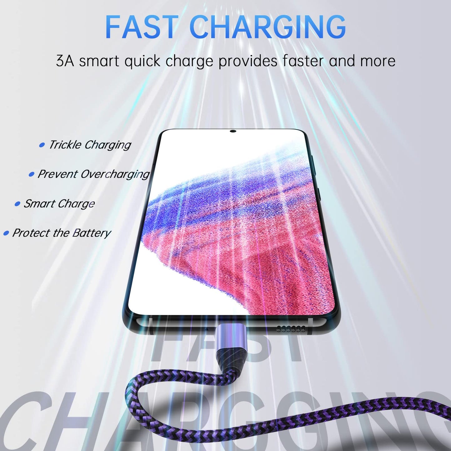 Android Auto USB C Cable Type C Charger USB Data Transfer Cable Fast Charging for Samsung Galaxy S25