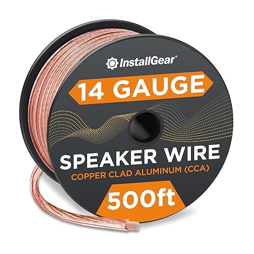 InstallGear 14 Gauge Wire AWG Speaker Wire (500ft - Clear) - Speaker Cable for Car Speakers Stereos, Home Theater Speakers, Surround Sound, Radio