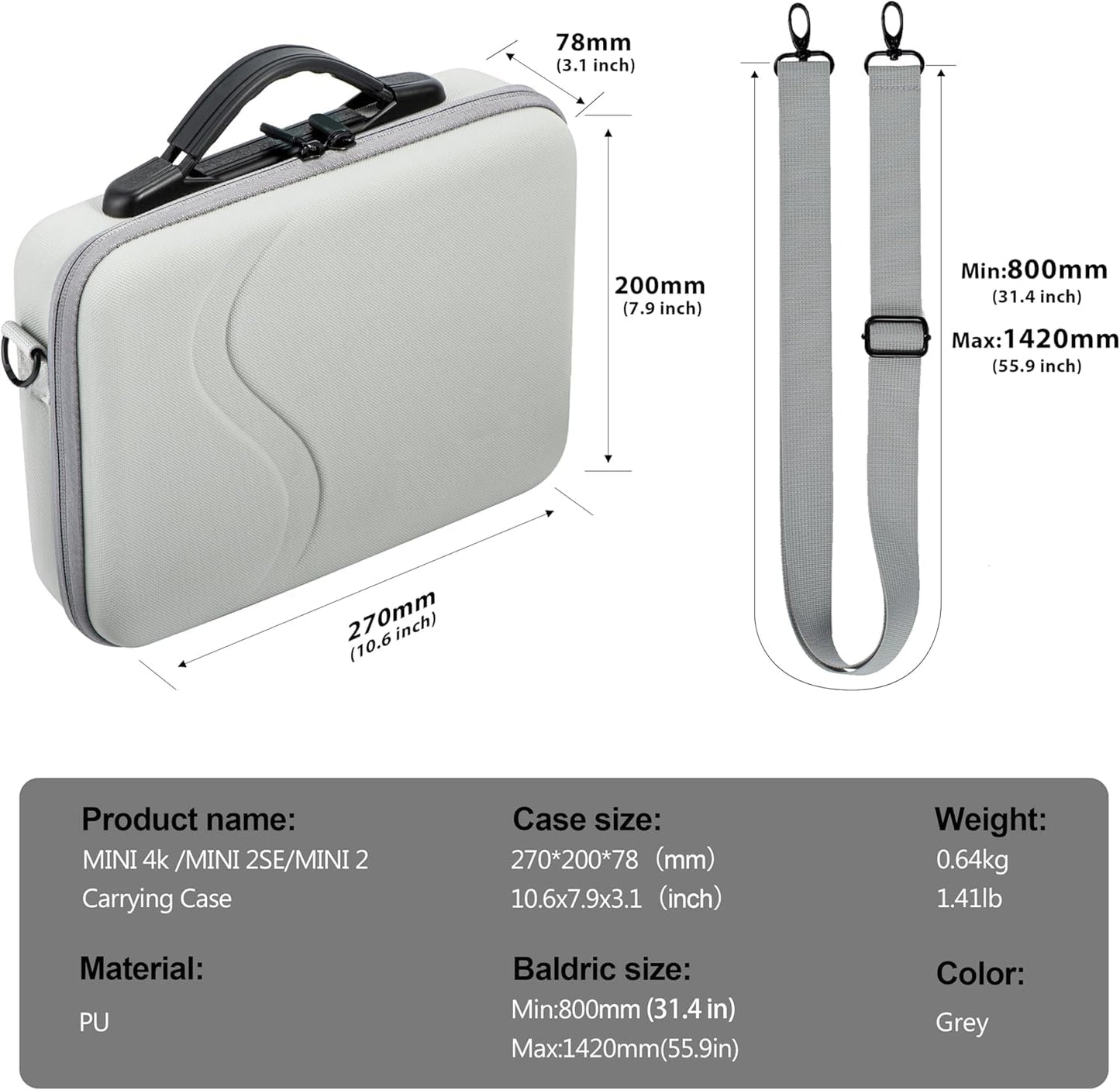 Tomat MINI 4K Carry Case Portable Travel Bag for DJI MINI 4K /Mini 2 SE Fly More Combo Accessories