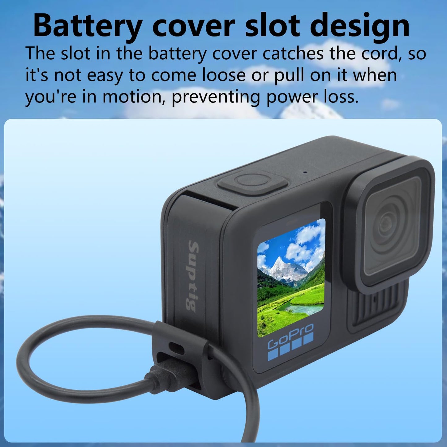 Suptig Upgraded Battery Door Cover, Replacement Side Door for GoPro Hero 13 Hero 12 Hero 11 Hero 10 Hero 9, Water Snow Resistant IPX 6 Waterproof.