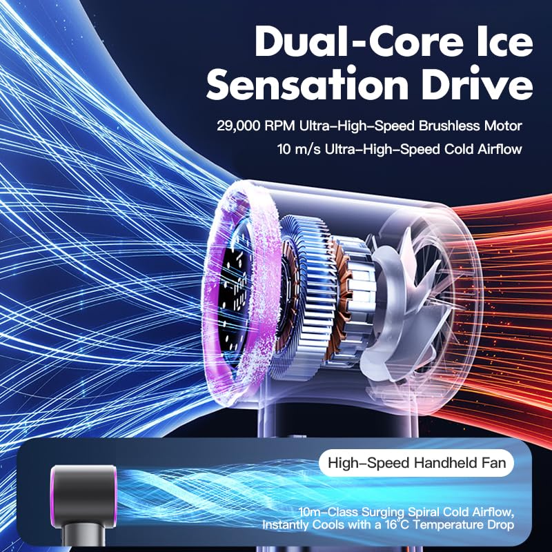 Portable Handheld Semiconductor cooling Fan, 3-Speed USB Rechargeable Mini Fan with Power Display, Ice Fan, Lightweight Personal Fan for Outdoor