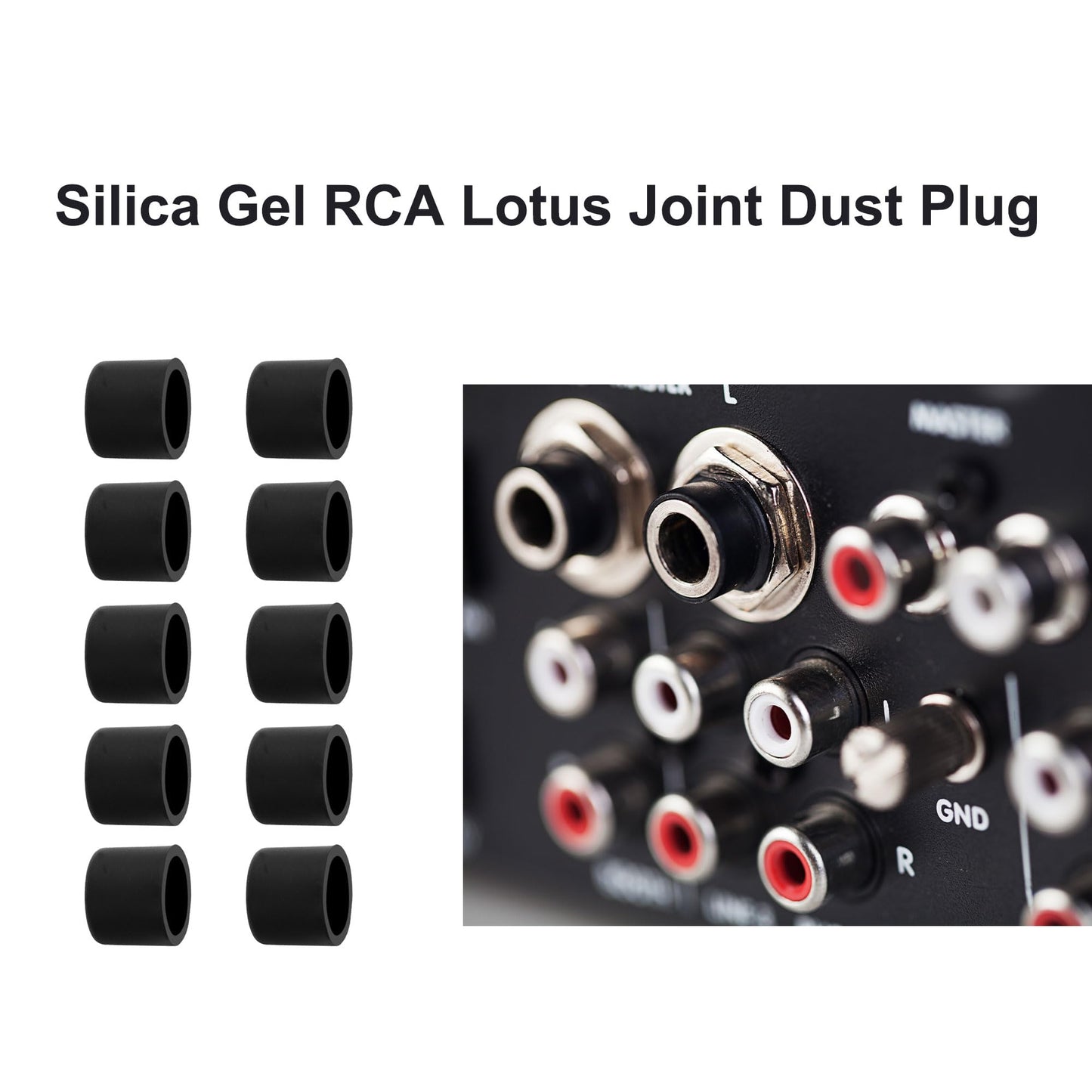uxcell Silicone RCA Female Connector Anti Dust Plug, 8mm Dust Proof Cap Protector Cover 10 Pcs Black