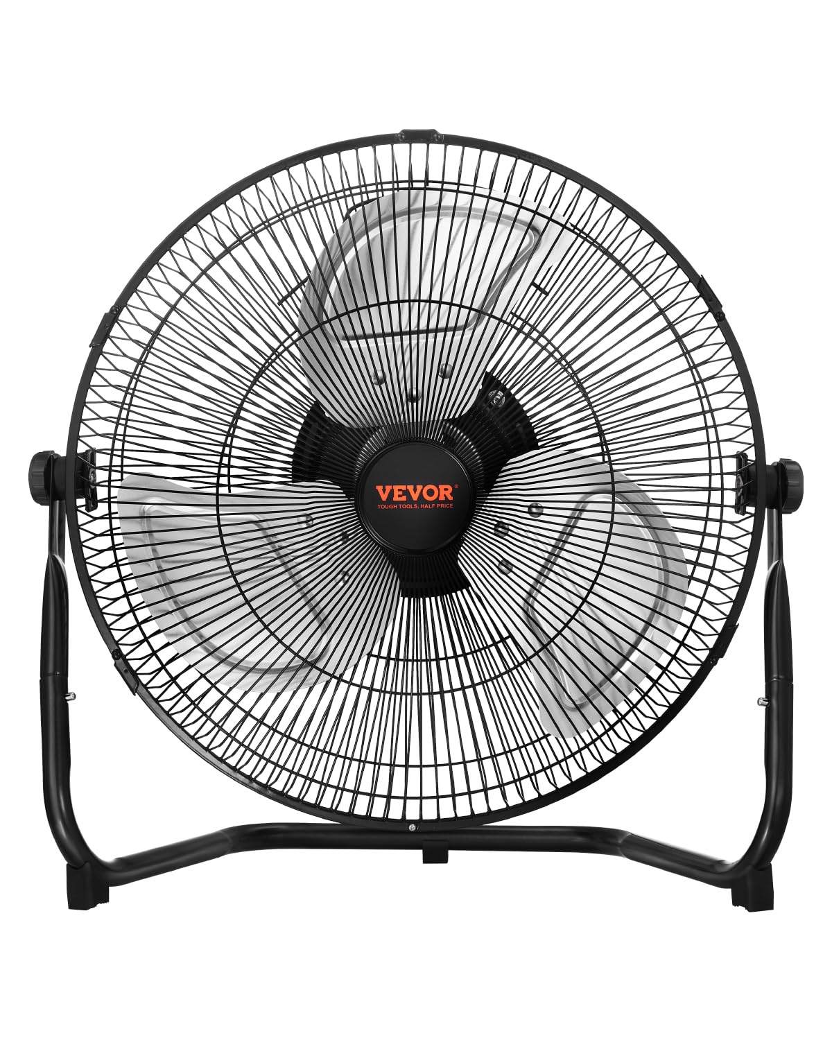 VEVOR Floor Fan, 3 Speeds High Velocity Heavy Duty 14 Inch Industrial Fan, 2560 CFM 360° Adjustable Tilt 19.69 ft/sec Airflow Large Metal Fan,