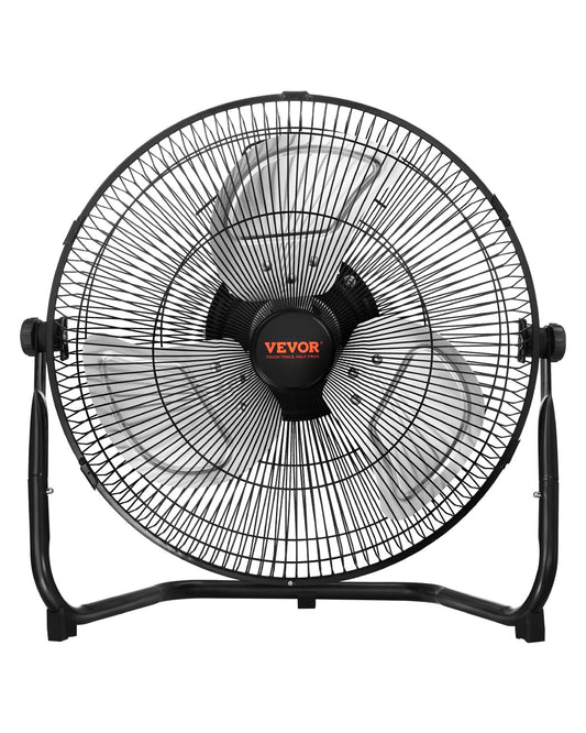 VEVOR Floor Fan, 3 Speeds High Velocity Heavy Duty 14 Inch Industrial Fan, 2560 CFM 360° Adjustable Tilt 19.69 ft/sec Airflow Large Metal Fan,